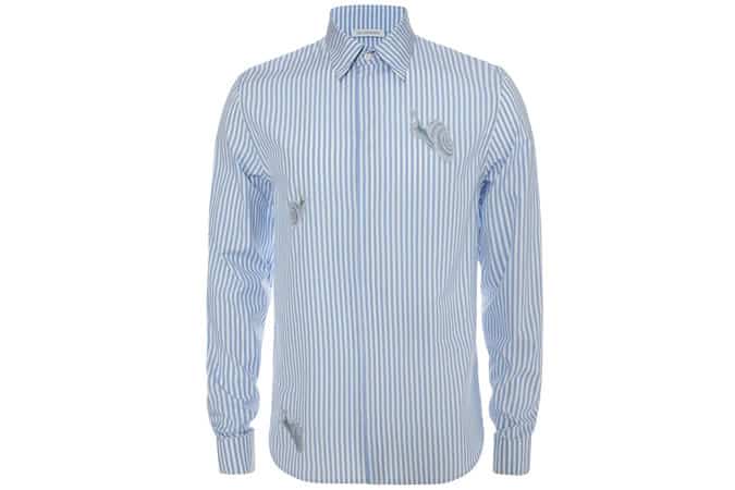 Snail Embroidered Striped Shirt