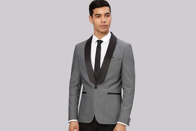 Moss London Skinny Fit Black and White Geometric Dress Jacket