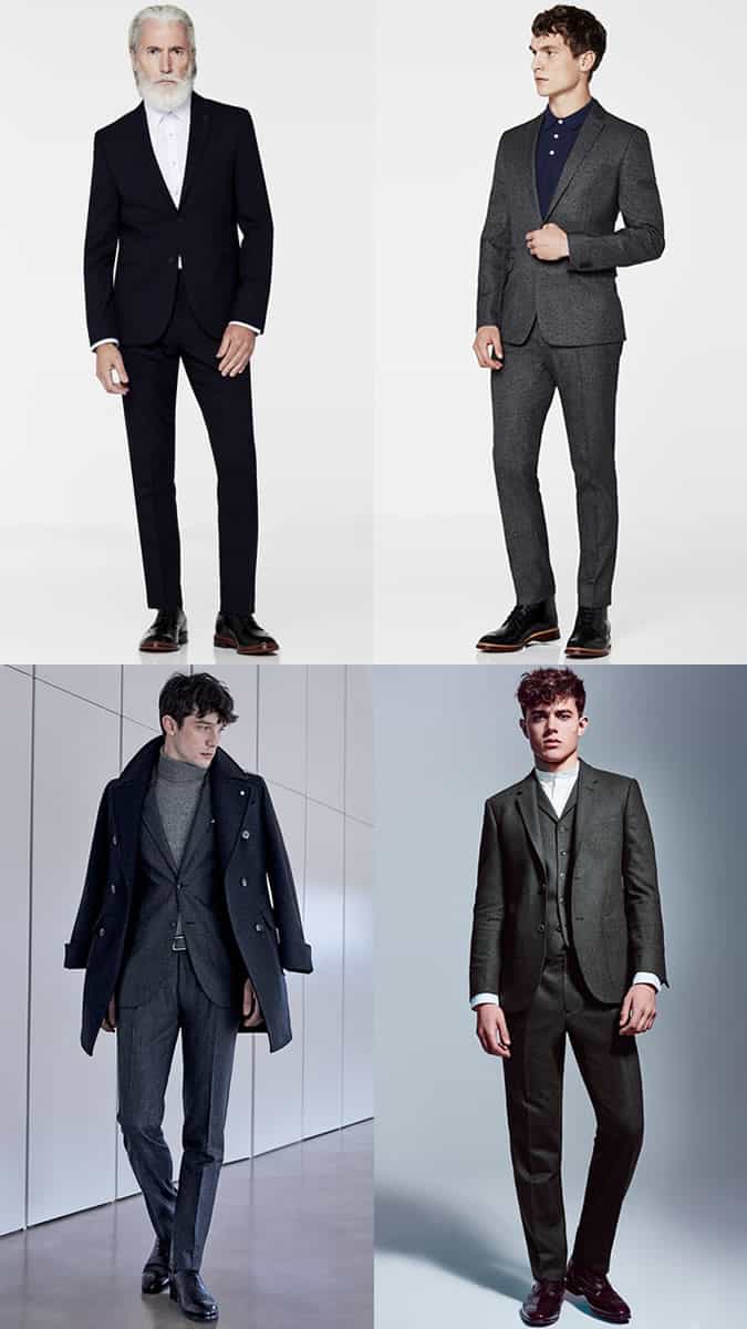Men's Office Wear/Suits With Roll Necks, Grandad Collar Shirts or Polo Shirts Outfit Inspiration Lookbook
