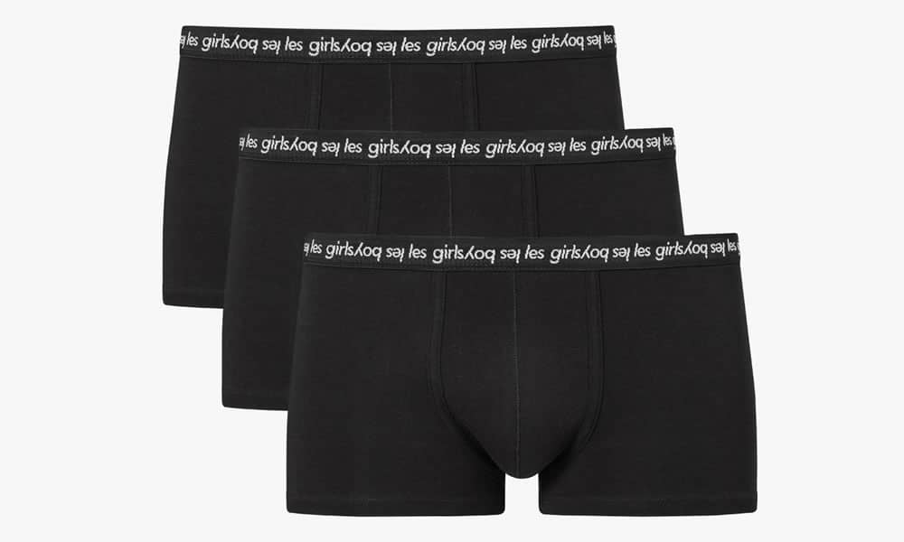 Les Girls Les Boys three pack black jersey trunks