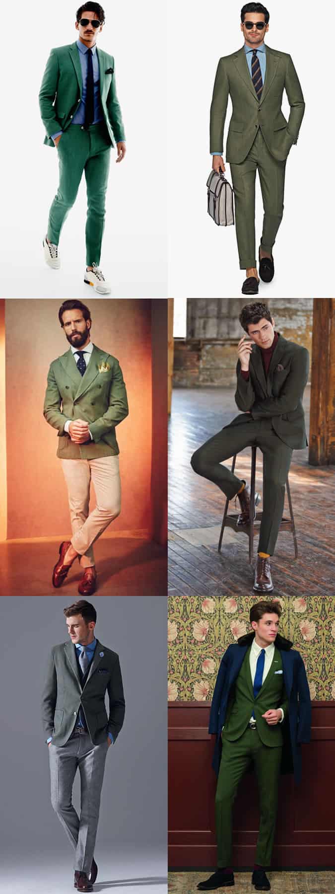 Men's Green Suits and Blazers Outfit Inspiration Lookbook