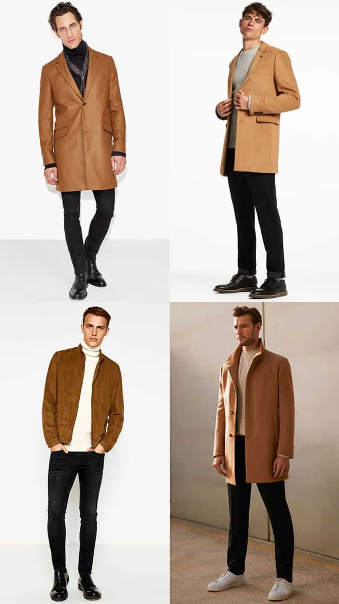 Men's Black and Camel Colour Combination Outfit Lookbook