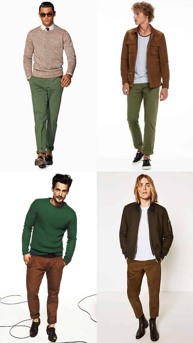 Men's Green and Brown Colour Combination Outfit Lookbook