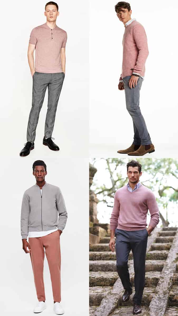 Men's Pink and Grey Colour Combination Outfit Lookbook