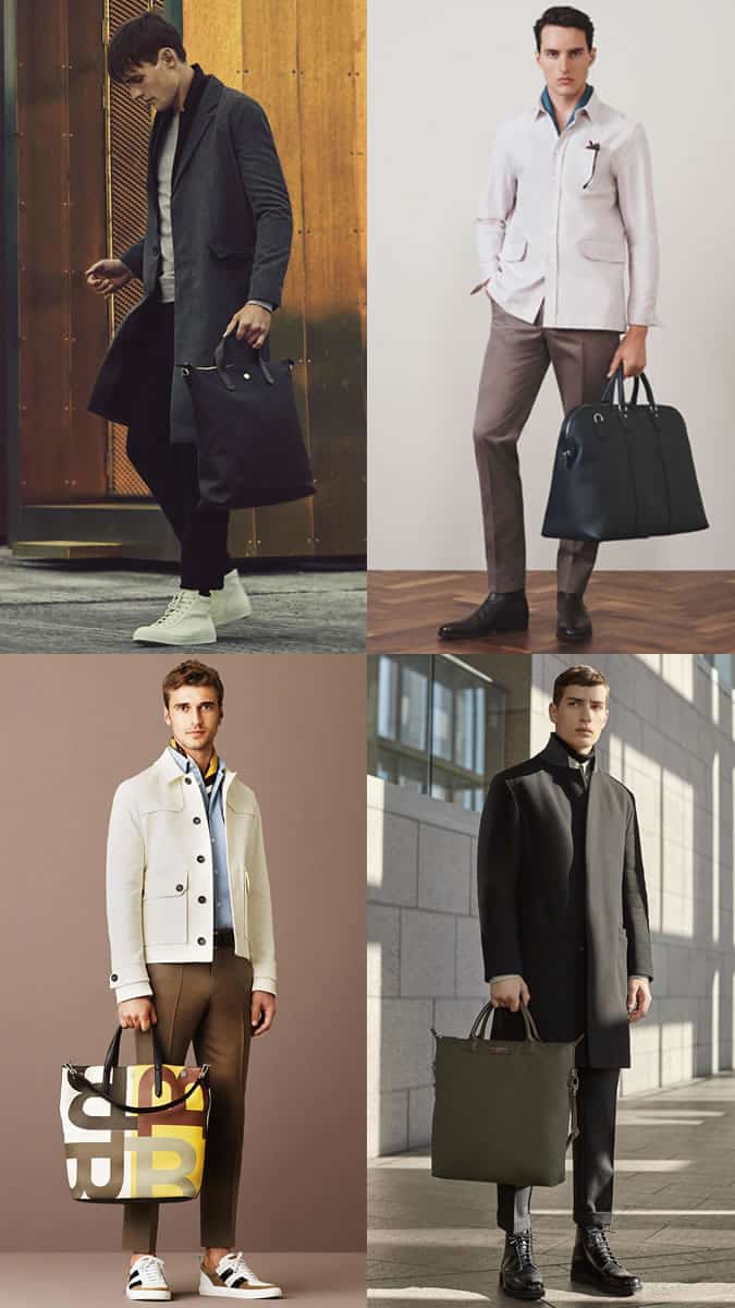 Men's Luxury and Printed Totes Outfit Inspiration Lookbook 2017 Bag Trends