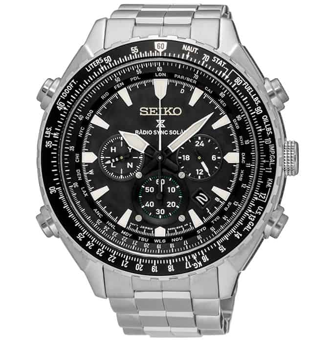 Seiko Prospex Radiosync Solar World Time Chronograph Watch