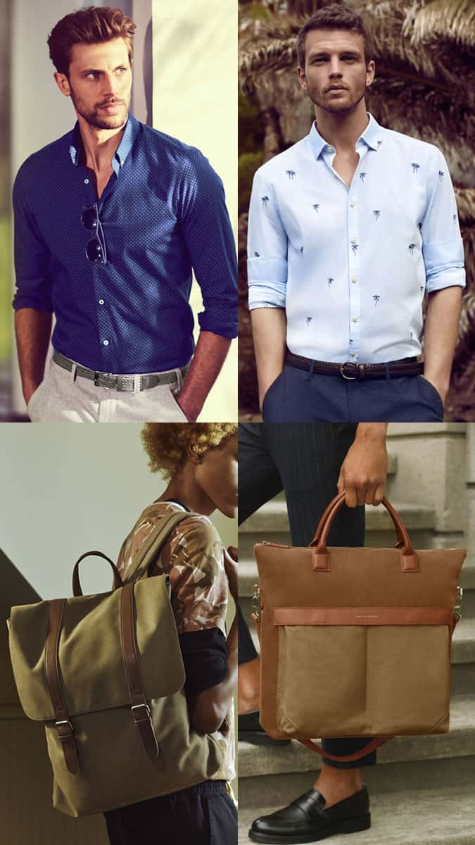 Men's Woven Belts and Light Neutral Bags