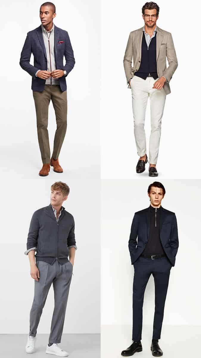 Men's Knitted Track Tops Outfit Inspiration Lookbook
