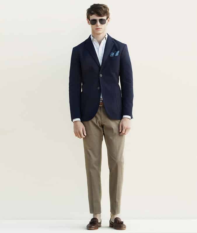Men's Outfit Inspiration Lookbook - Navy Blazer + Beige Chinos