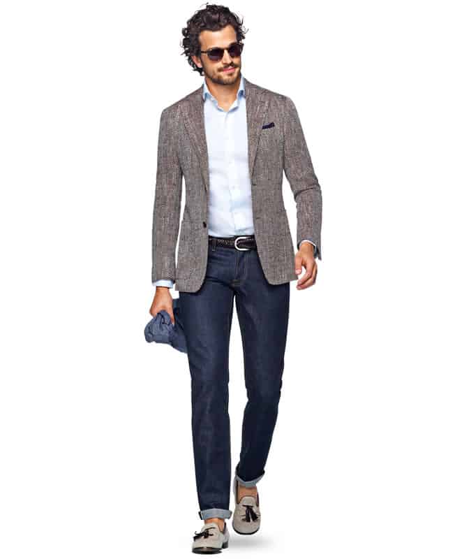 Men's Outfit Inspiration Lookbook - Tweed/Wool Blazer + Jeans