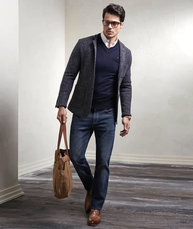 Men's Outfit Inspiration Lookbook - Tweed/Wool Blazer + Jeans