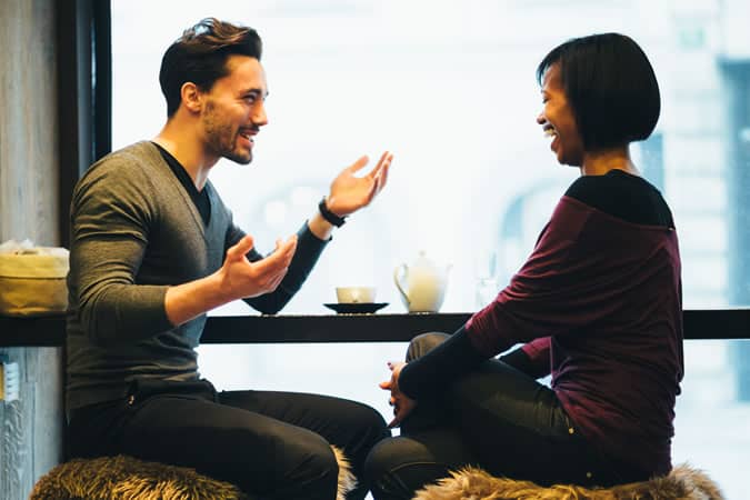 Laughing on a date