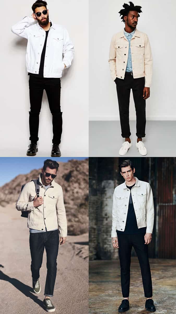 Black Jeans With White Denim Jacket Combinations