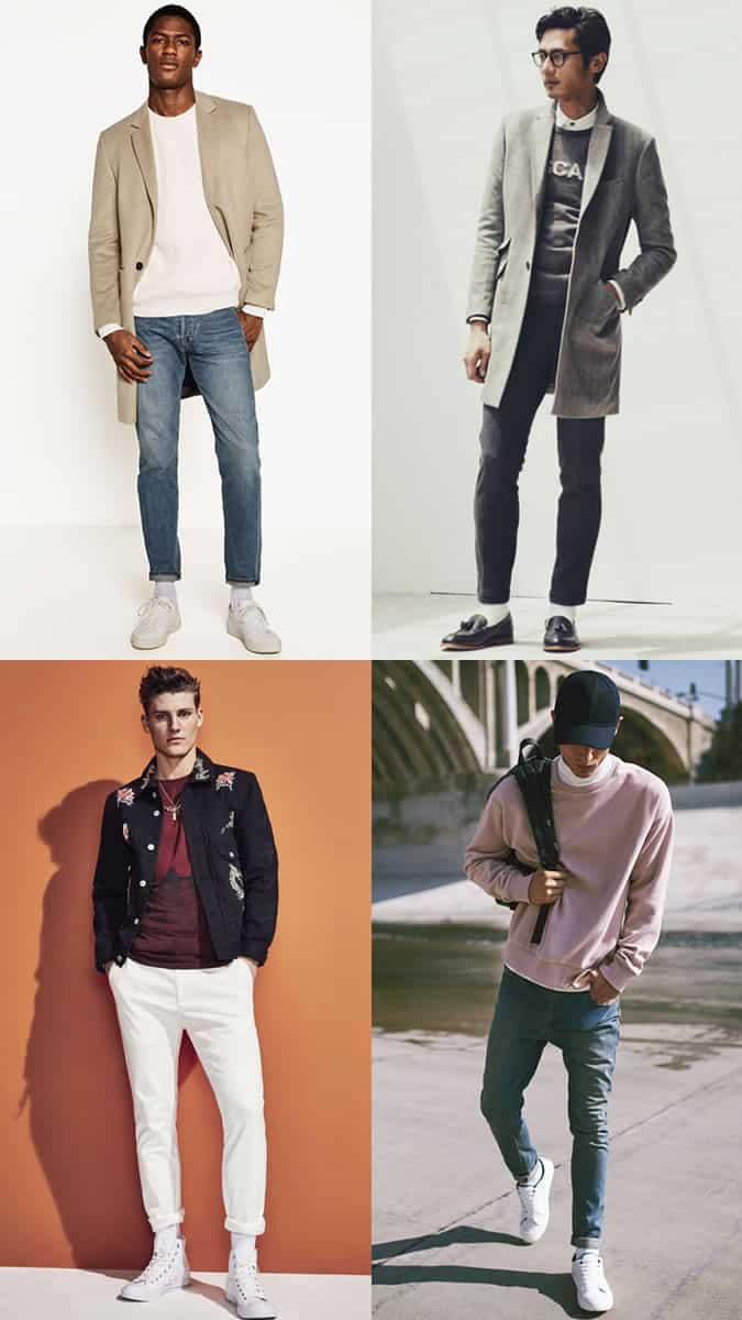 Men's White Socks Outfit Inspiration Lookbook
