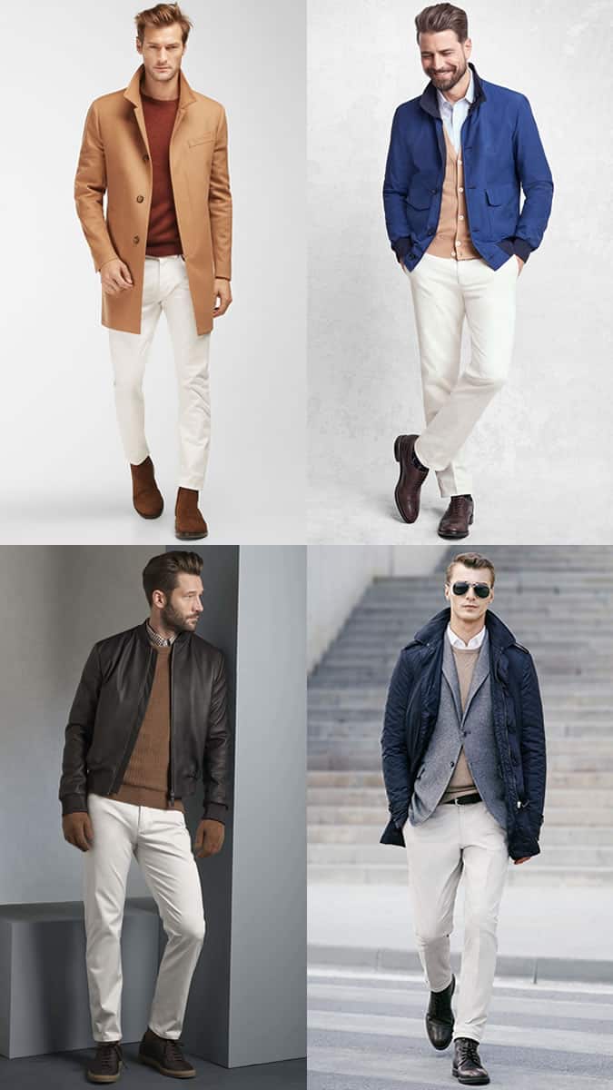 Men's White Jeans and Trousers Outfit Inspiration Lookbook