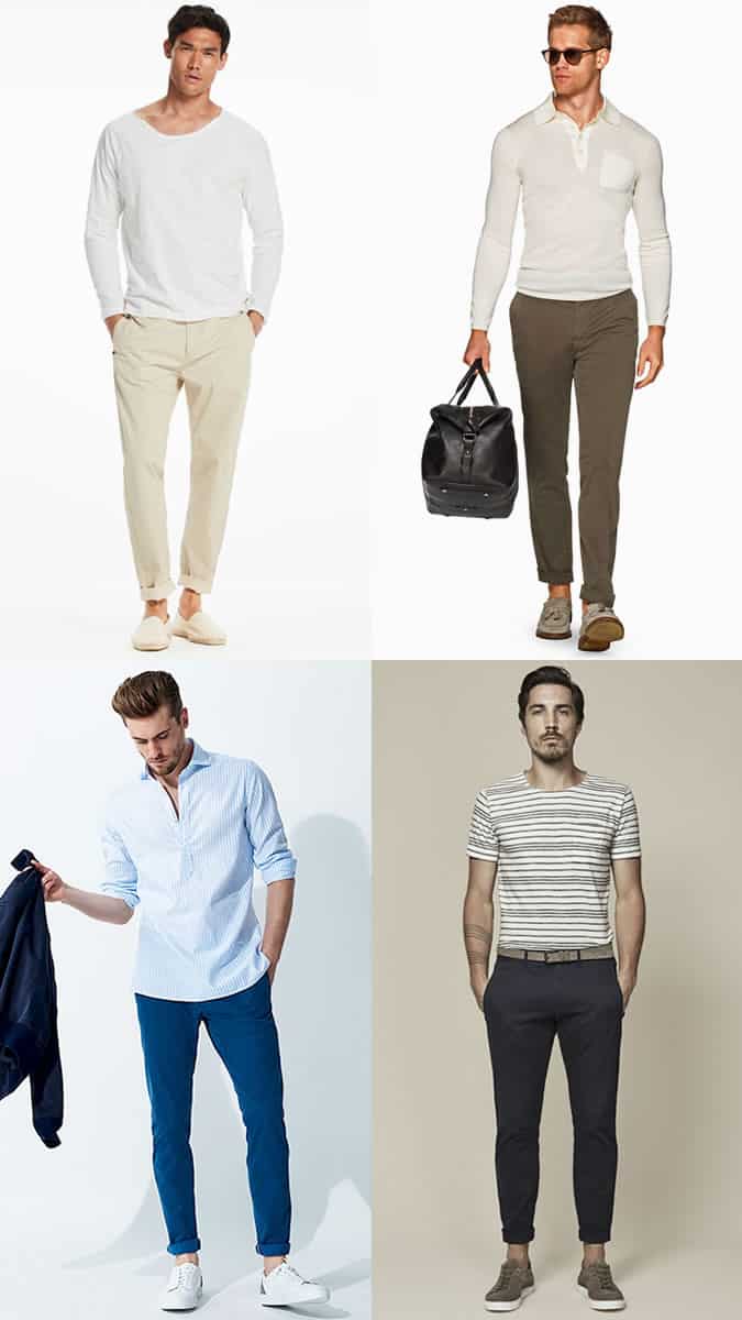 Men's Lightweight Trousers and Chinos with Shoes/Trainers Outfit Inspiration Lookbook