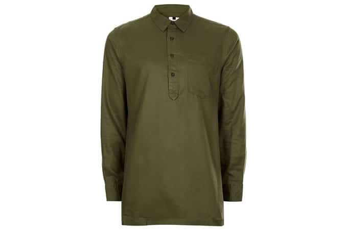 Topman Khaki Longline Shirt