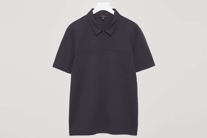 Cos Navy Zipped Polo Shirt