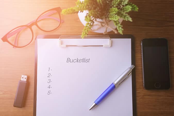 Man making a bucket list