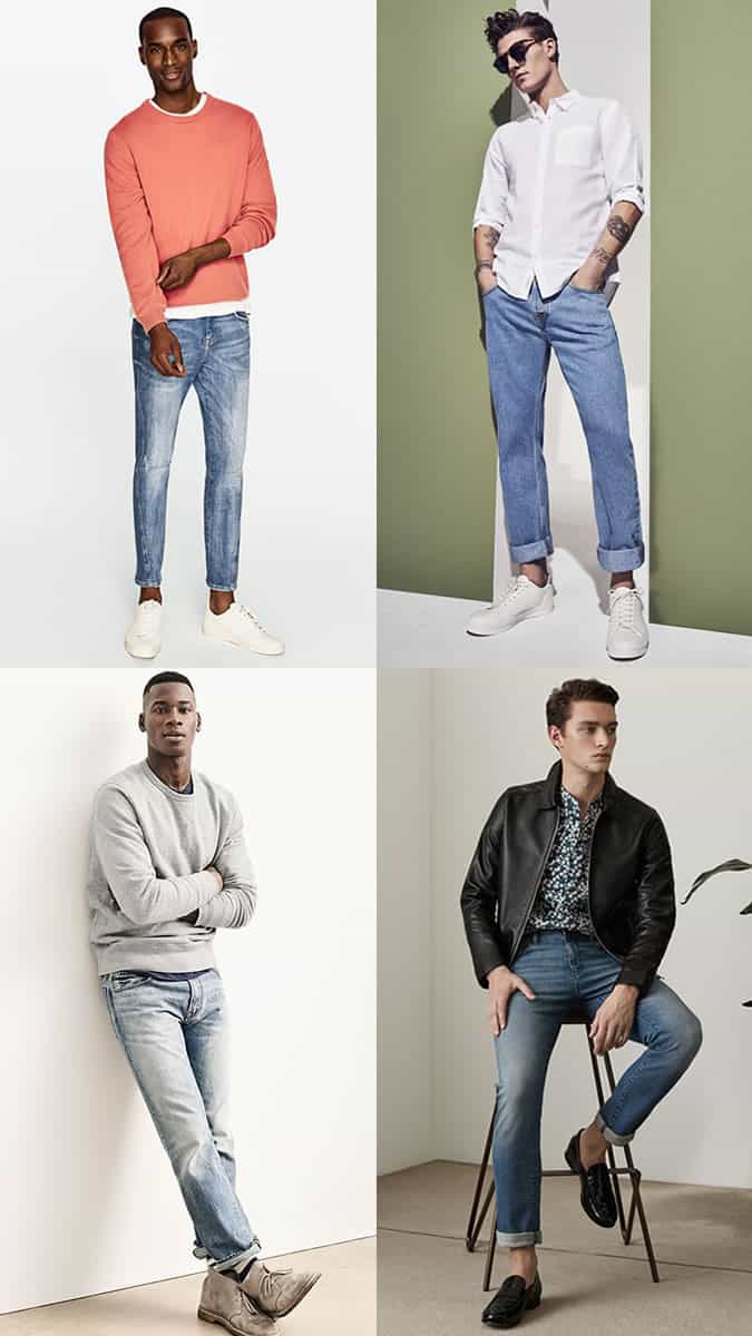 Men's Stonewashed/Light Wash Jeans/Denim Summer Outfit Inspiration Lookbook