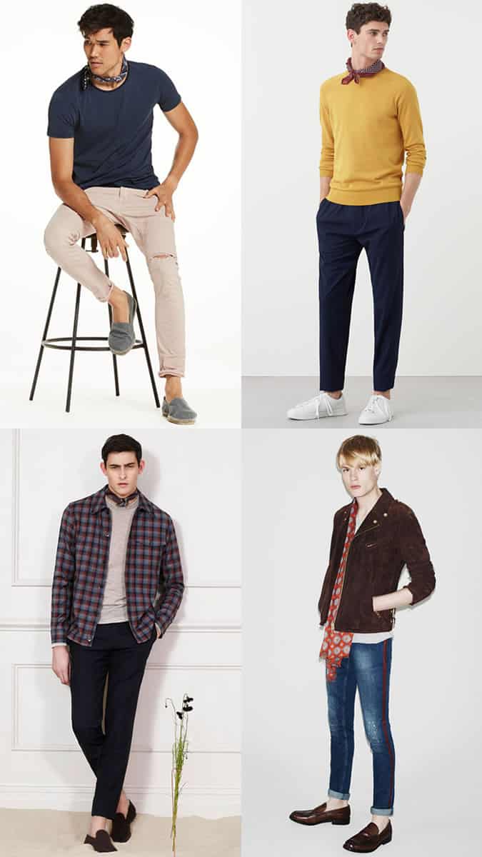 Men's Neckerchiefs and Summer Scarves Outfit Inspiration Lookbook