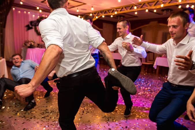 Wedding guests dancing