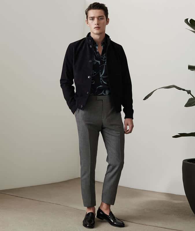 A Men's Mod-inspired outfit with loafers