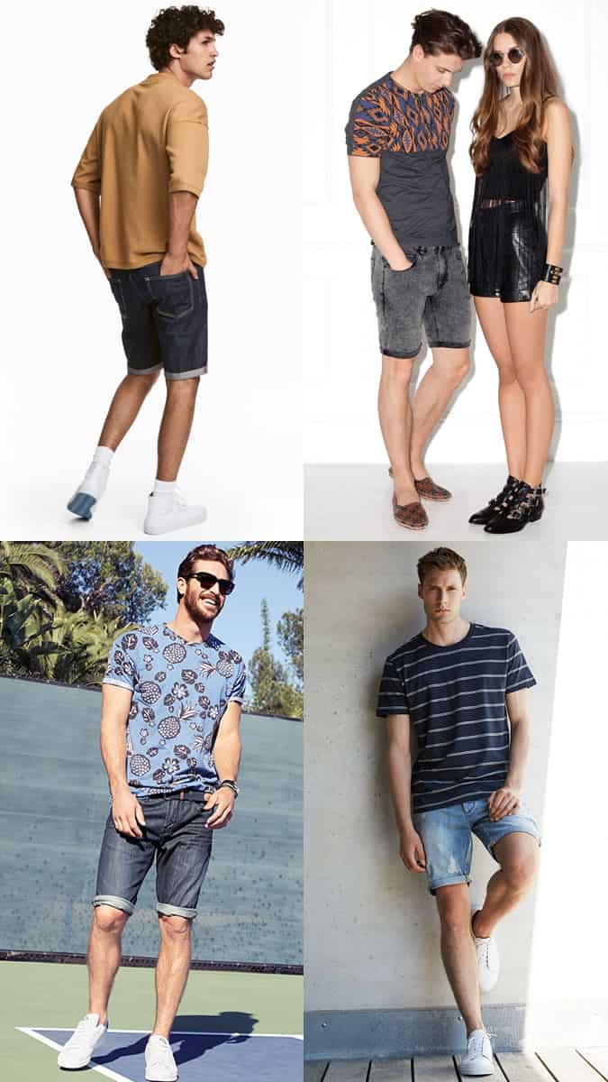 Men's Denim Shorts Fashion & Style Outfit Inspiration Lookbook