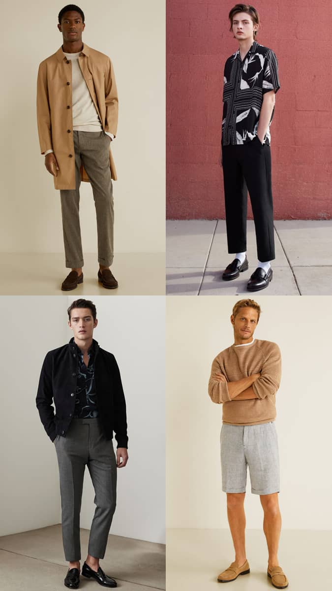 Men's Penny Loafers Fashion & Style Outfit Inspiration Lookbook