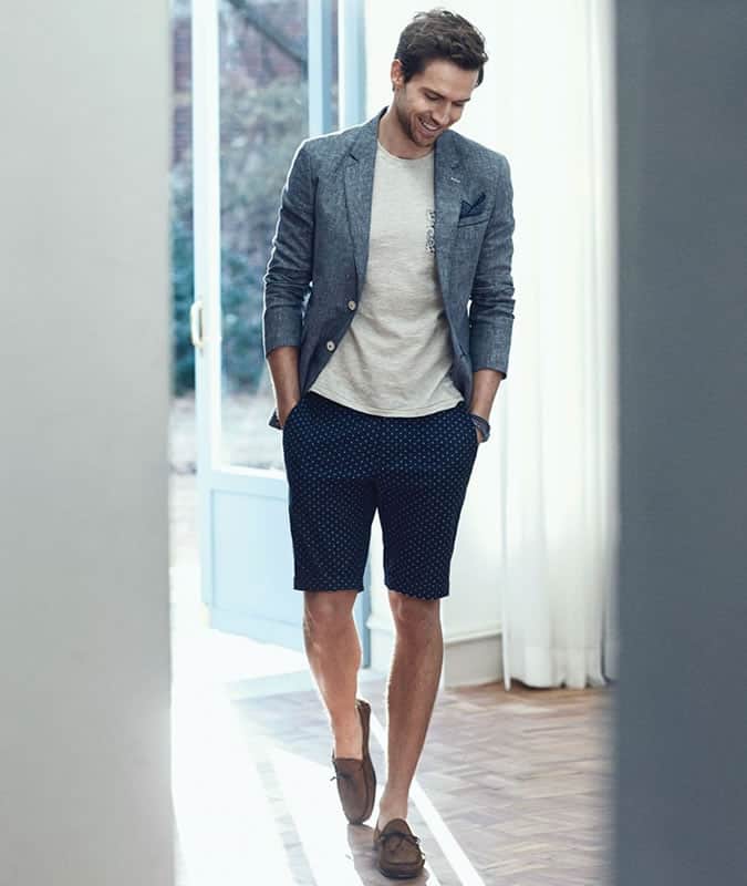 Tailored Shorts + Tee + Unstructured Blazer Outfit