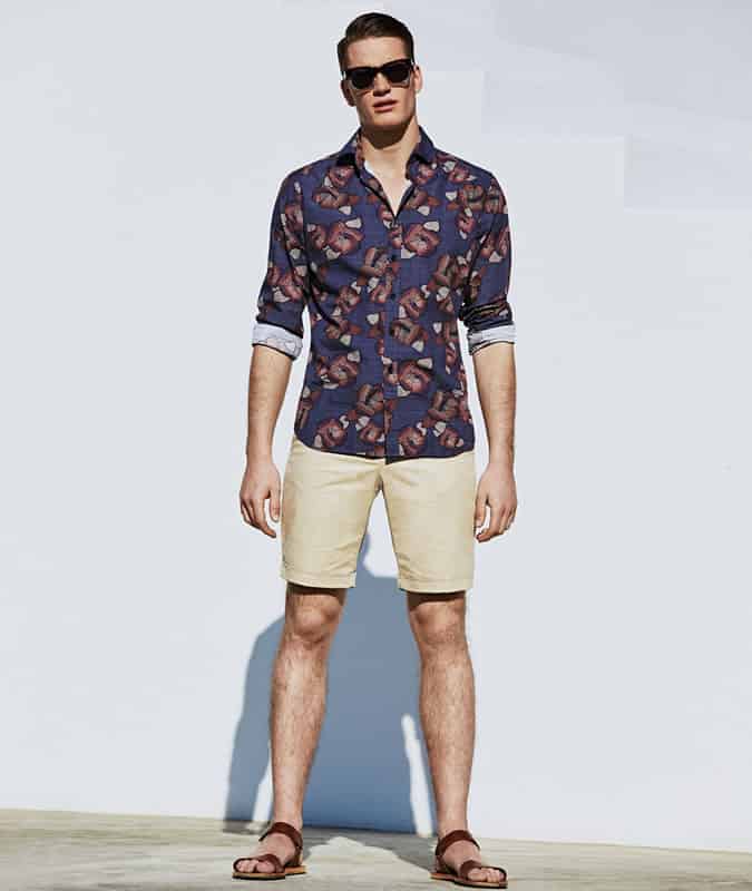 Floral Shirt + Neutral Shorts Outfit