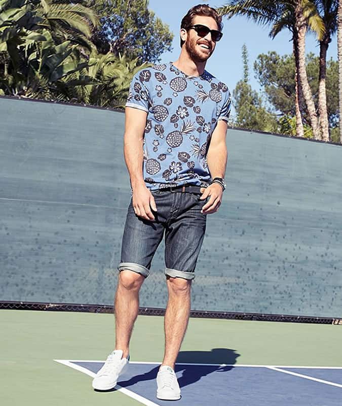 Denim Shorts + Printed T-Shirt