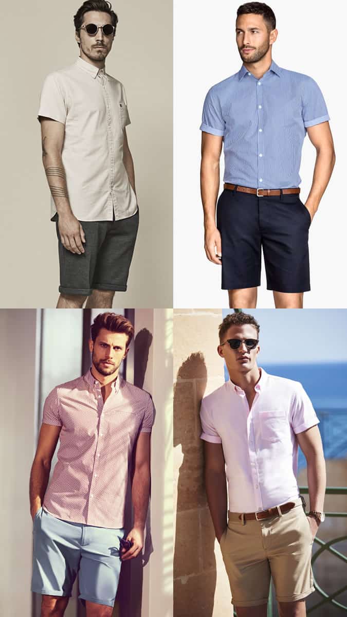 Tailored shorts worn with short-sleeved shirts in summer