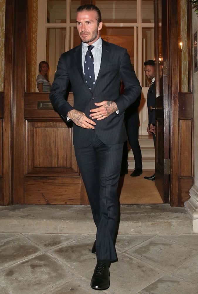 David Beckham Pinstripe Suit