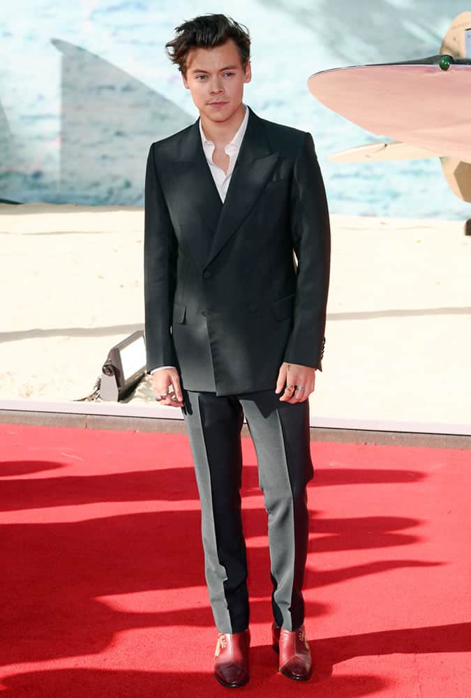 Harry Styles wearing double-breasted suit jacket