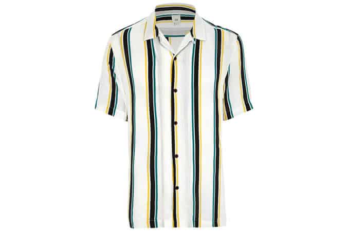 River Island White Stripe Short Sleeve Casual Shirt