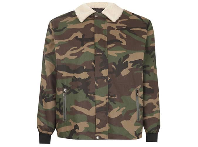 BoohooMan Big & Tall Camo Borg Collar Jacket