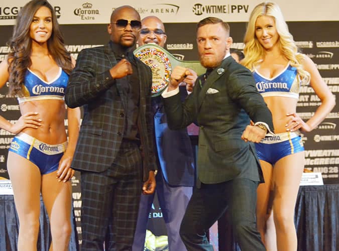 Floyd Mayweather and Conor McGregor At Las Vegas Press Conference