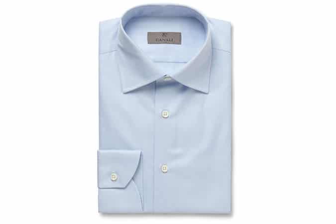 Canali Blue Slim-Fit Cotton-Twill Shirt