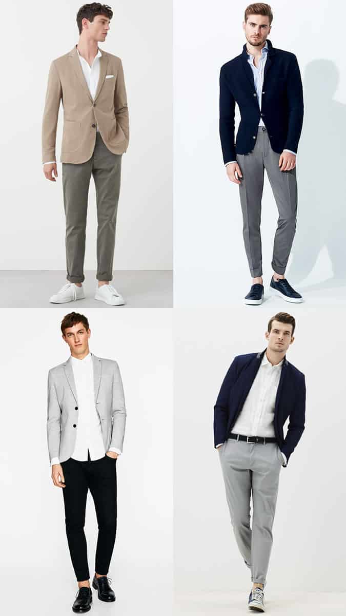 Men's Chinos, Oxford Shirt and Blazer Outfit Inspiration Lookbook