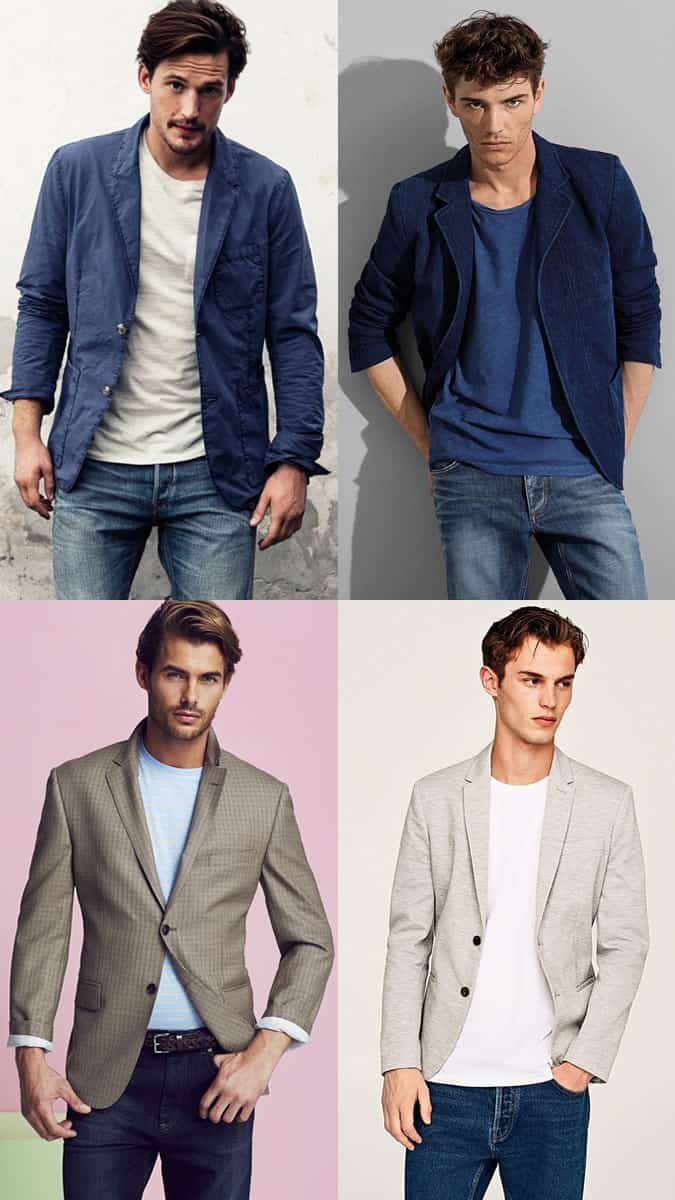 Men's Blazers, T-Shirt and Jeans Outfit Inspiration Lookbook
