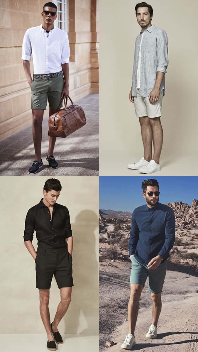 Men's Shorts with Long-Sleeved Shirts Outfit Inspiration Lookbook