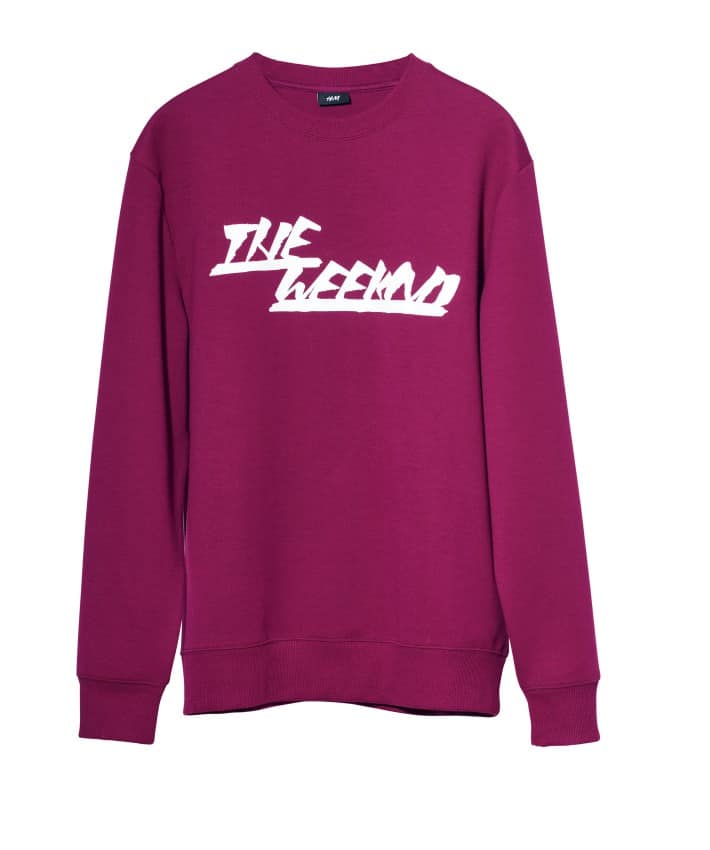 the weeknd h&m burgundy sweatshirt