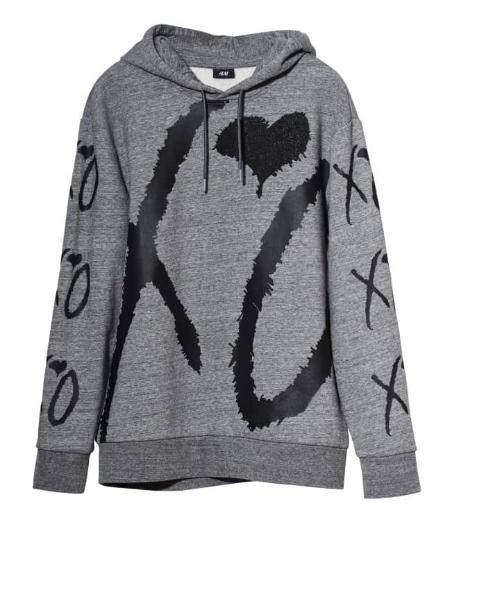 the weeknd h&m xo grey hoodie