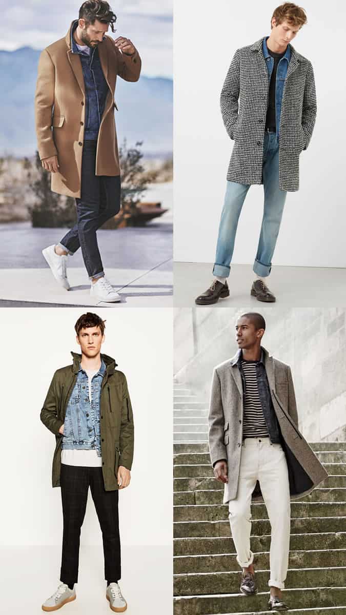 how to wear a denim jacket under an overcoat