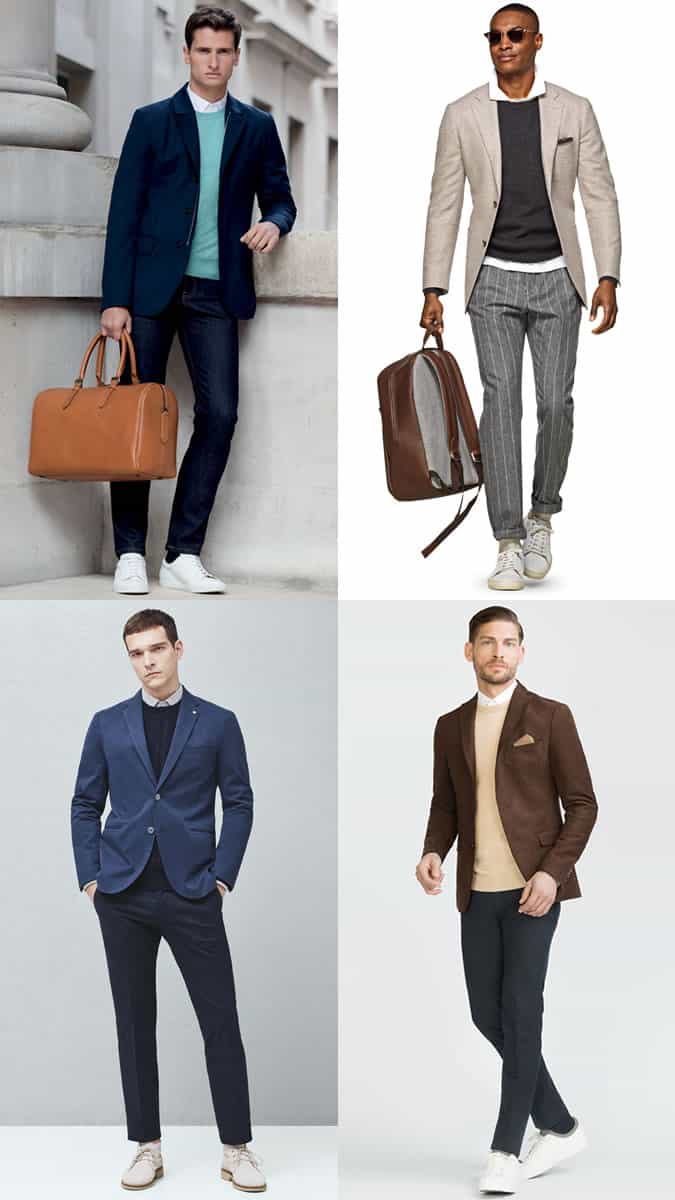 how to layer a shirt, jumper and blazer for autumn