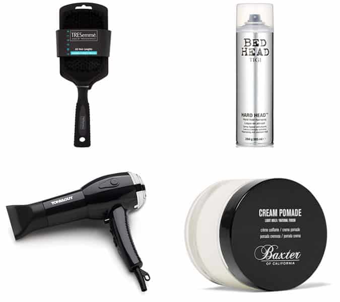 styling products for a modern curtains hairstyle