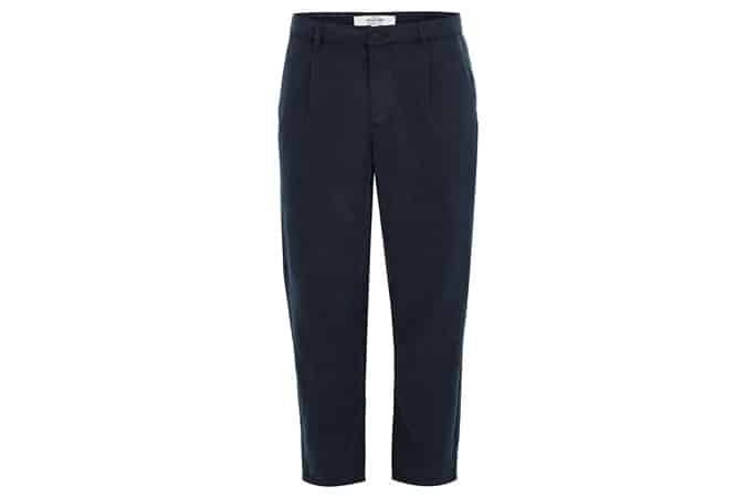 Topman Navy Pleat Tapered Trousers