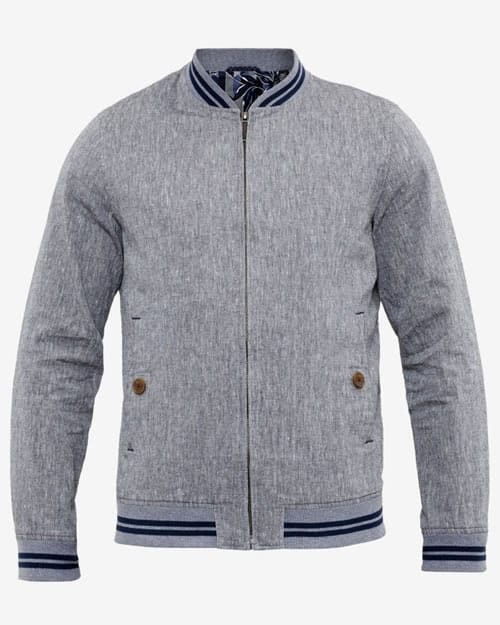 Linen-blend bomber jacket