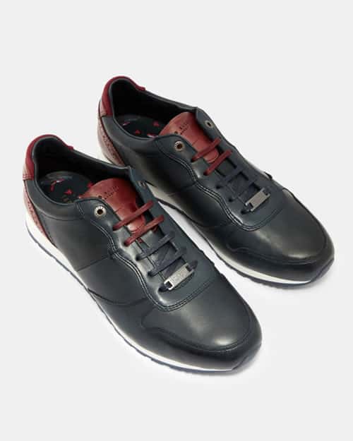 Two-tone leather trim trainers